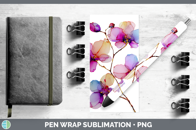 Orchid Flowers 01 Alcohol Ink Pen Wrap Sublimation Design