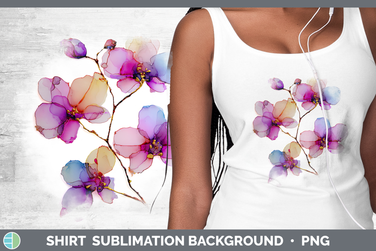 Orchid Flowers 01 Alcohol Ink Shirt Sublimation Design