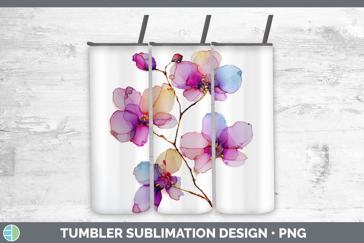 Orchid Flowers 01 Alcohol Ink Tumbler Sublimation Design