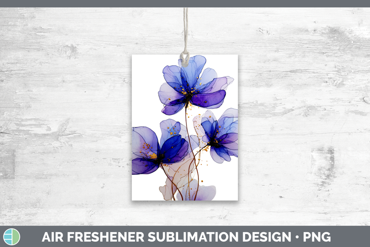 Periwinkle Flowers 01 Alcohol Ink Air Freshener Sublimation