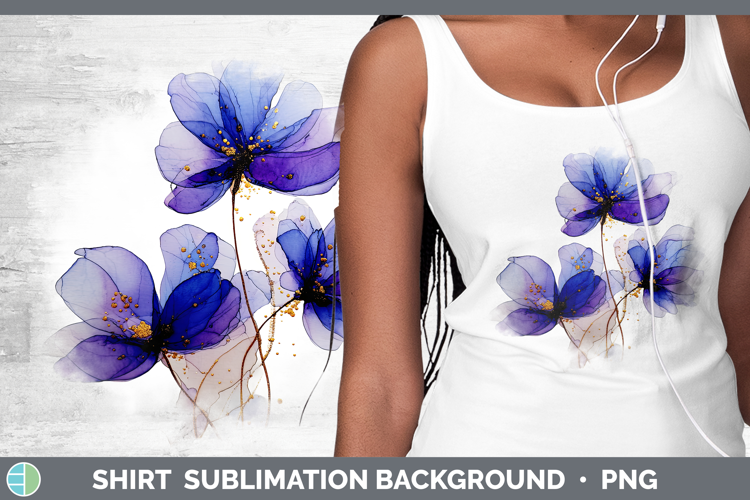 Periwinkle Flowers 01 Alcohol Ink Shirt Sublimation Design