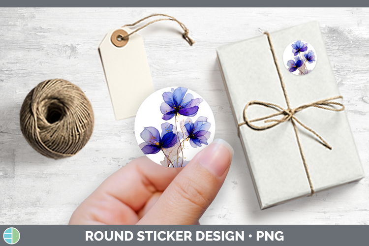 Periwinkle Flowers 01 Alcohol Ink Stickers Design
