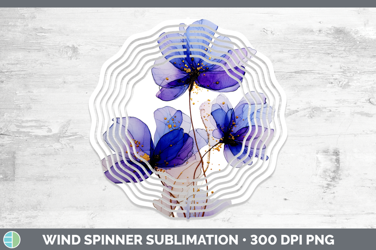 Periwinkle Flowers 01 Alcohol Ink Wind Spinner Sublimation D