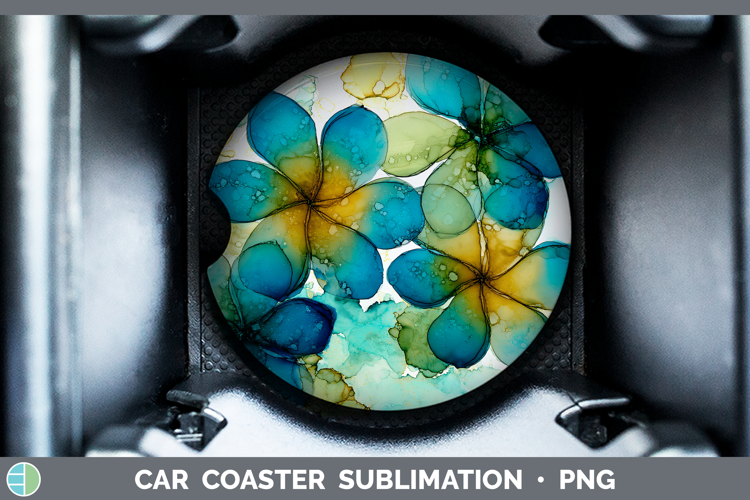 Plumeria Flowers 01 Alcohol Ink Car Coaster Sublimation Desi