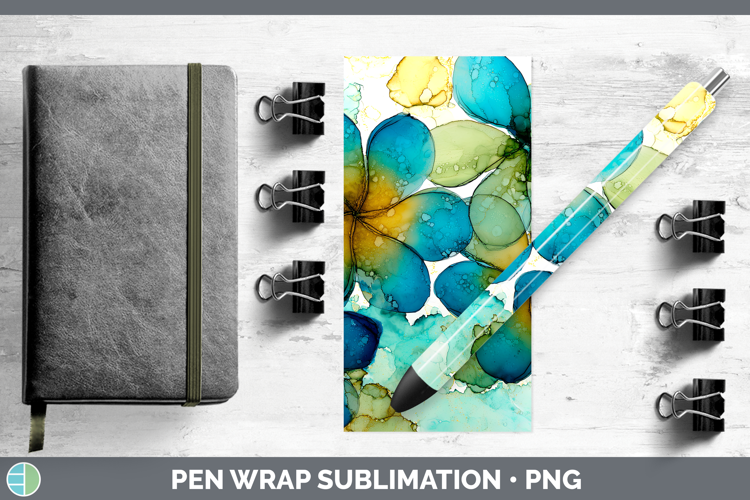 Plumeria Flowers 01 Alcohol Ink Pen Wrap Sublimation Design