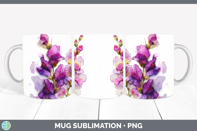 Snapdragon Flowers 01 Alcohol Ink Mug Wrap Sublimation Desig