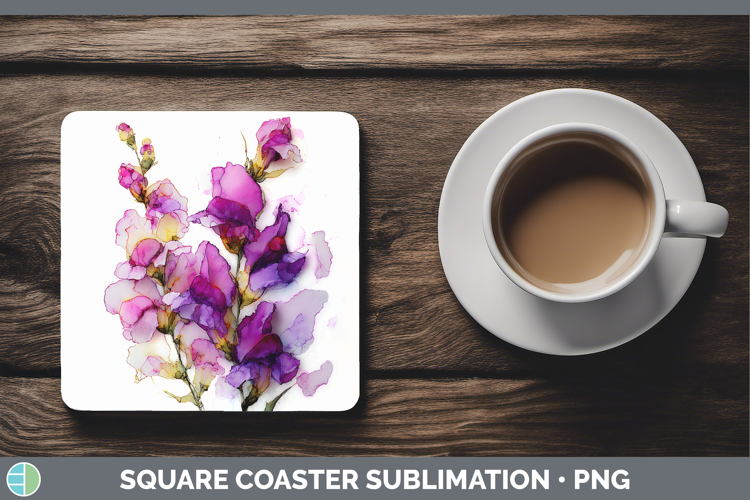 Snapdragon Flowers 01 Alcohol Ink Square Coaster Sublimation