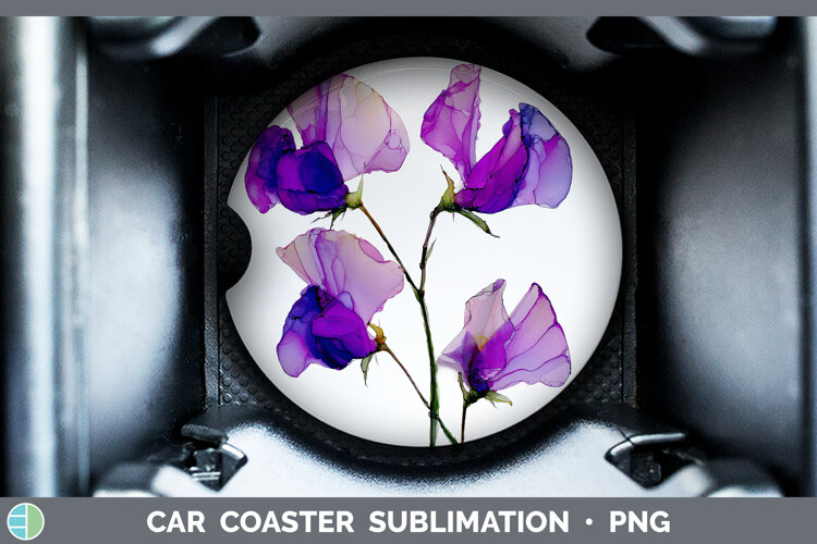 GorgeousFlowers 01 Alcohol Ink Car Coaster design.
