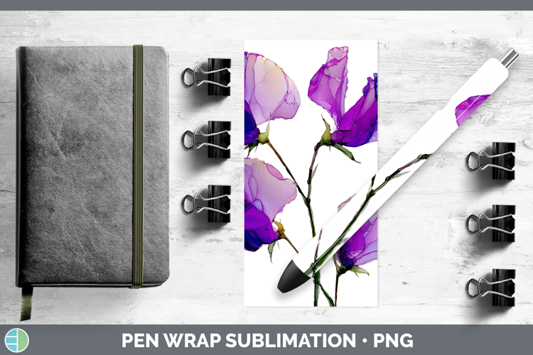 Sweet Pea Flowers 01 Alcohol Ink Pen Wrap Sublimation Design