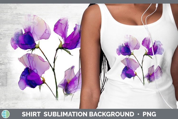 Sweet Pea Flowers 01 Alcohol Ink Shirt Sublimation Design