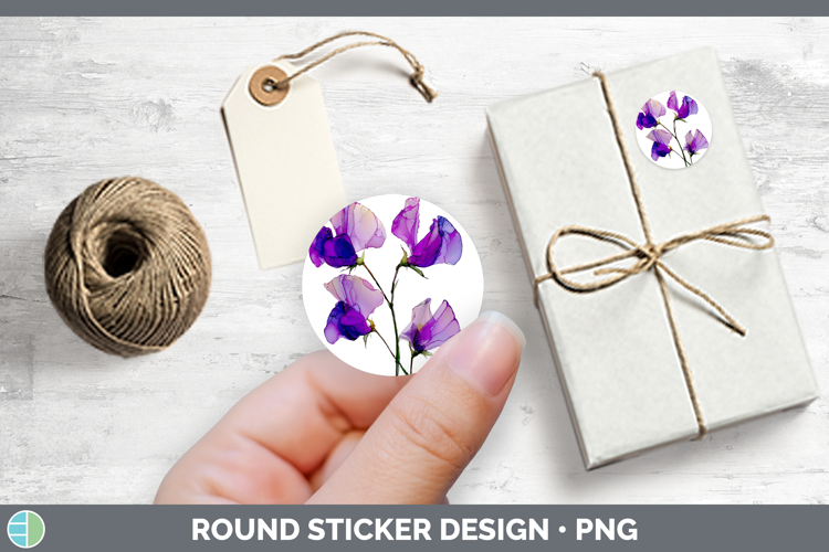 Sweet Pea Flowers 01 Alcohol Ink Stickers Design