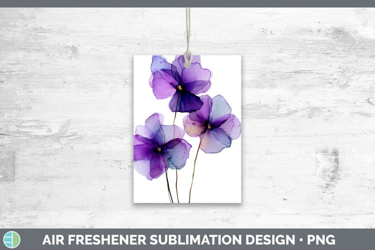 Violet Flowers 01 Alcohol Ink Air Freshener Sublimation Desi