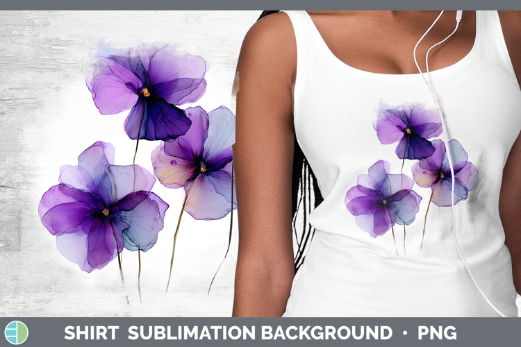 Violet Flowers 01 Alcohol Ink Shirt Sublimation Design