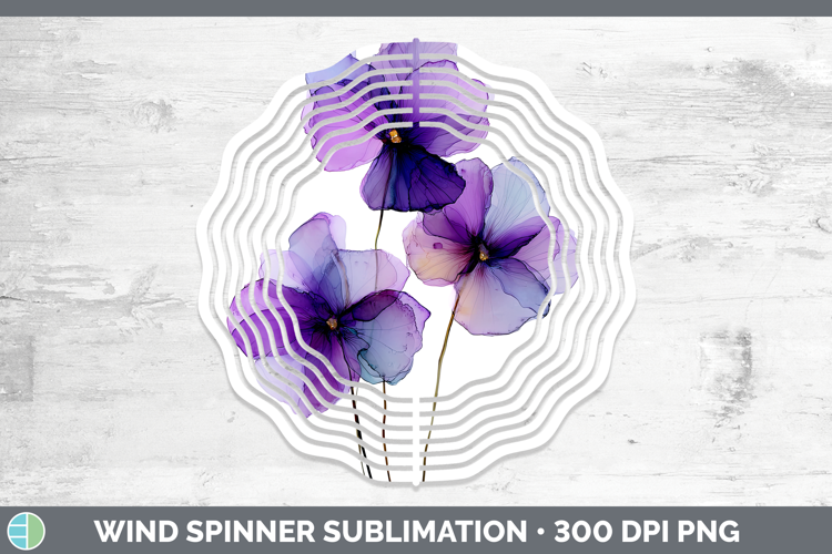 Violet Flowers 01 Alcohol Ink Wind Spinner Sublimation Desig