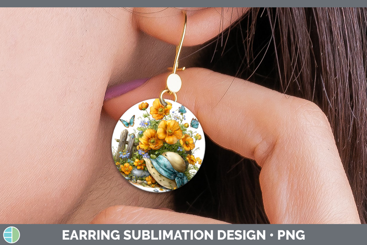 Flowers 01 Bandana Summer Buttercup Round Earrings Sublimati