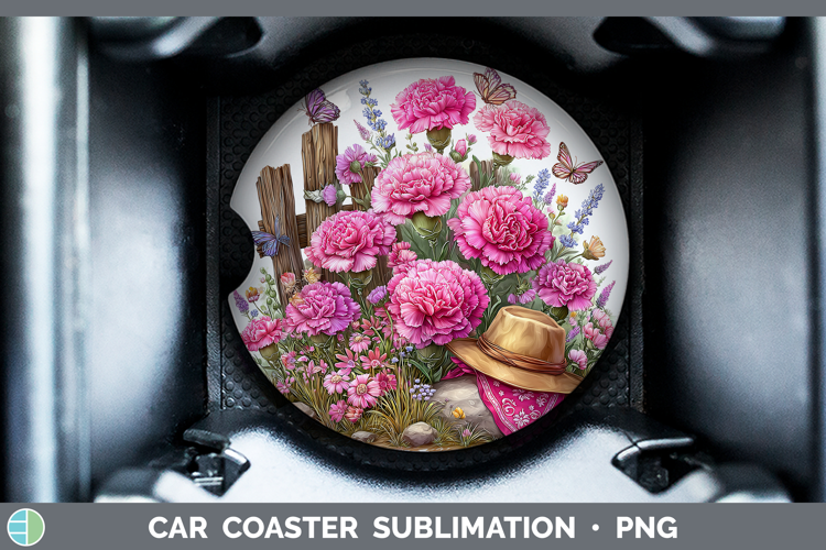 Flowers 01 Bandana Summer Carnation Car Coaster Sublimation