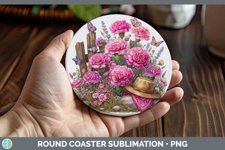Flowers 01 Bandana Summer Carnation Round Coaster Sublimatio