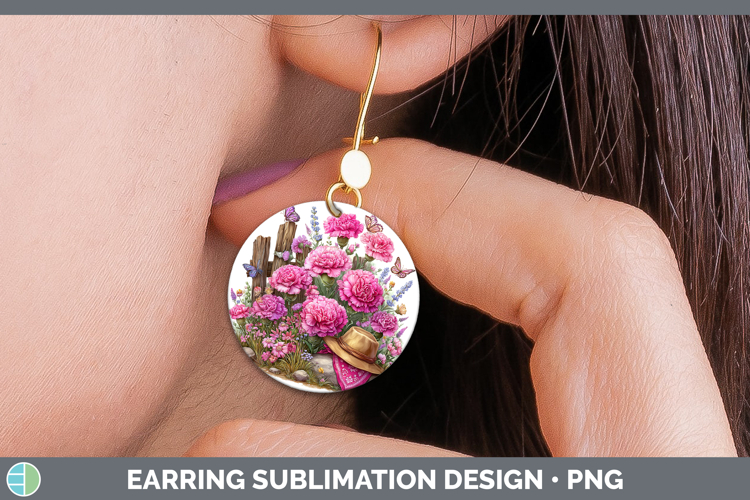 Flowers 01 Bandana Summer Carnation Round Earrings Sublimati