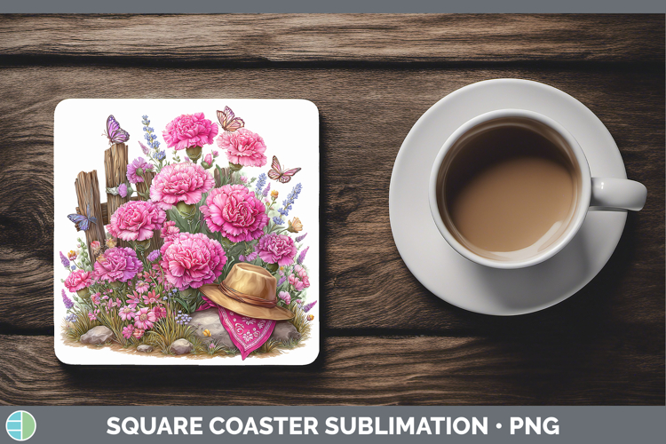 Flowers 01 Bandana Summer Carnation Square Coaster Sublimati