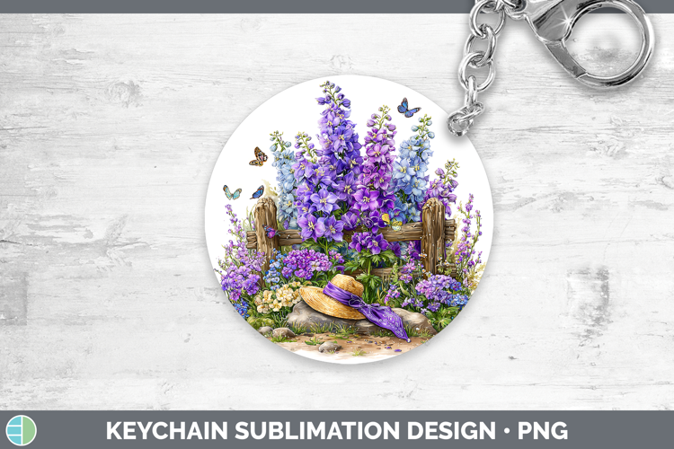 Flowers 01 Bandana Summer Delphinium Keychain Sublimation Ke