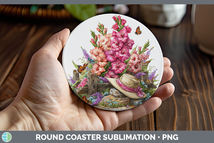 Flowers 01 Bandana Summer Gladiolus Round Coaster Sublimatio