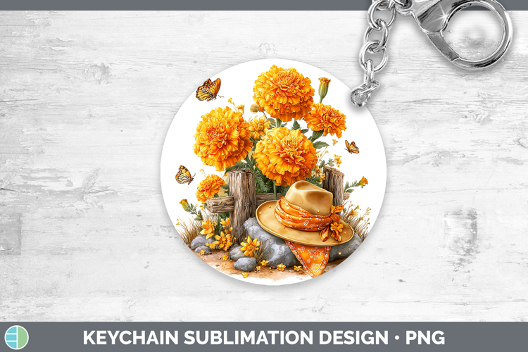 Flowers 01 Bandana Summer Marigold Keychain Sublimation Keyr