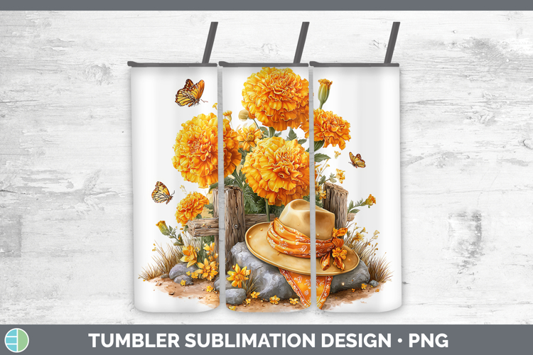 Flowers 01 Bandana Summer Marigold Tumbler Sublimation 20 oz