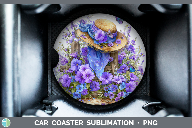 Flowers 01 Bandana Summer Periwinkle Car Coaster Sublimation
