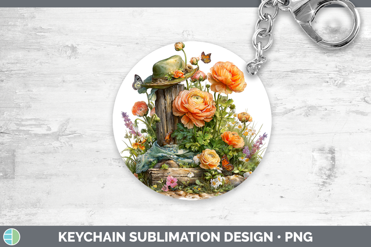 Flowers 01 Bandana Summer Ranunculus Keychain Sublimation Ke
