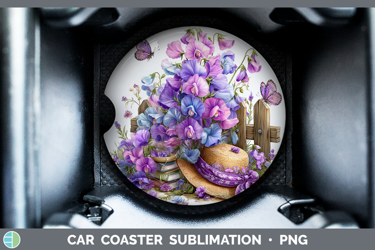 Flowers 01 Bandana Summer Sweet Pea Car Coaster Sublimation