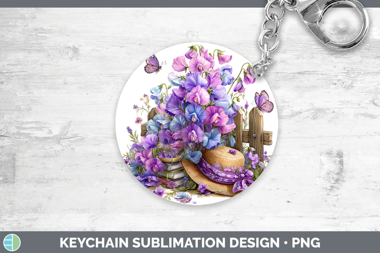 Flowers 01 Bandana Summer Sweet Pea Keychain Sublimation Key