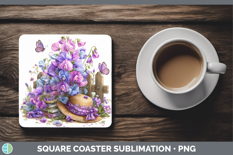 Flowers 01 Bandana Summer Sweet Pea Square Coaster Sublimati