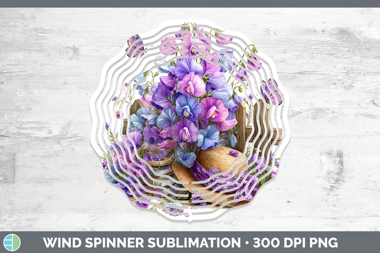 Flowers 01 Bandana Summer Sweet Pea Wind Spinner Sublimation
