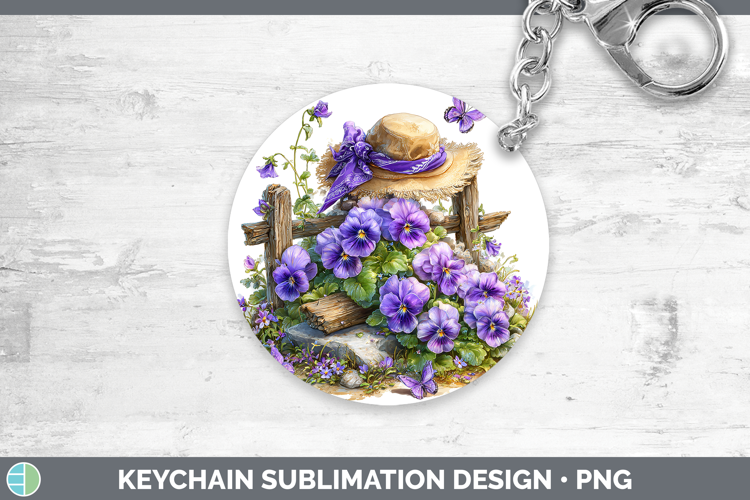 Flowers 01 Bandana Summer Violet Keychain Sublimation Keyrin