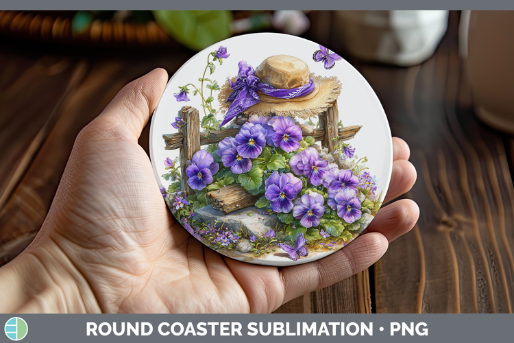 Flowers 01 Bandana Summer Violet Round Coaster Sublimation C
