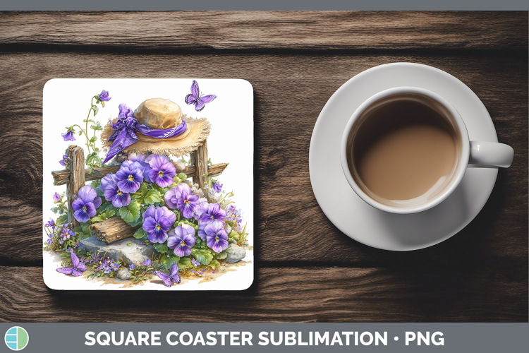 Flowers 01 Bandana Summer Violet Square Coaster Sublimation