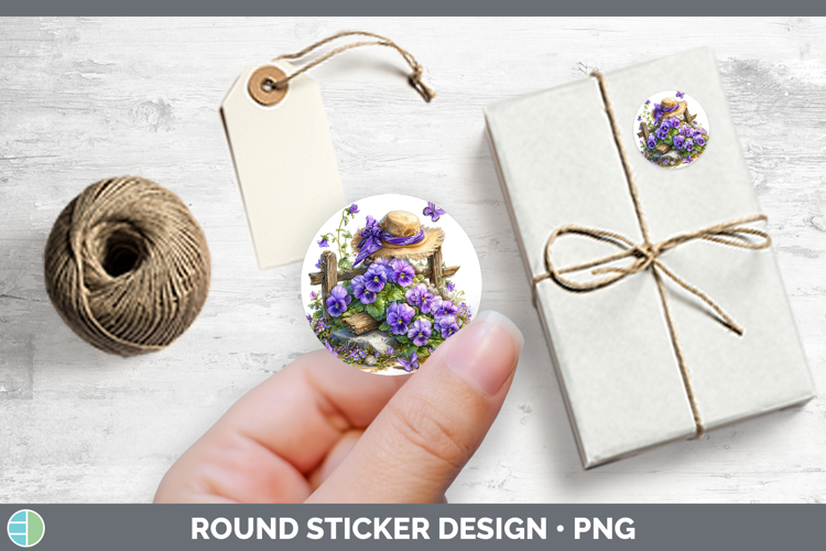 Flowers 01 Bandana Summer Violet Stickers | Round Labels Des