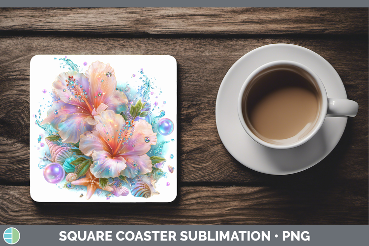 Azalea Square Coaster Flowers 01 Beach Sublimation Coaster D