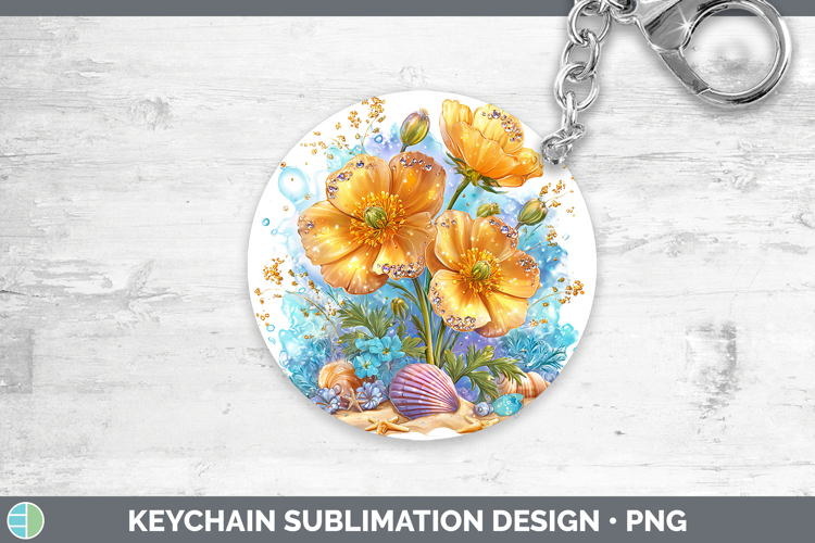 Buttercup Keychain Flowers 01 Beach Sublimation Keyring Desi