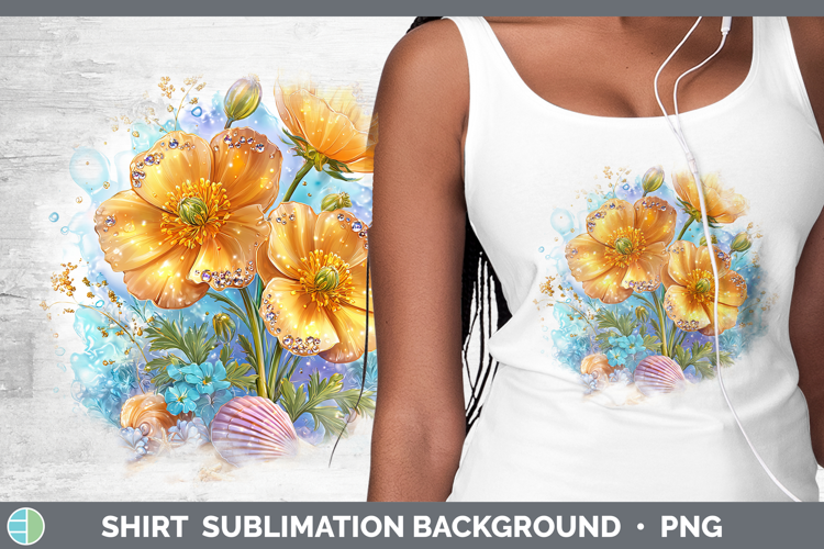 Buttercup Shirt Flowers 01 Beach Sublimation Background Desi