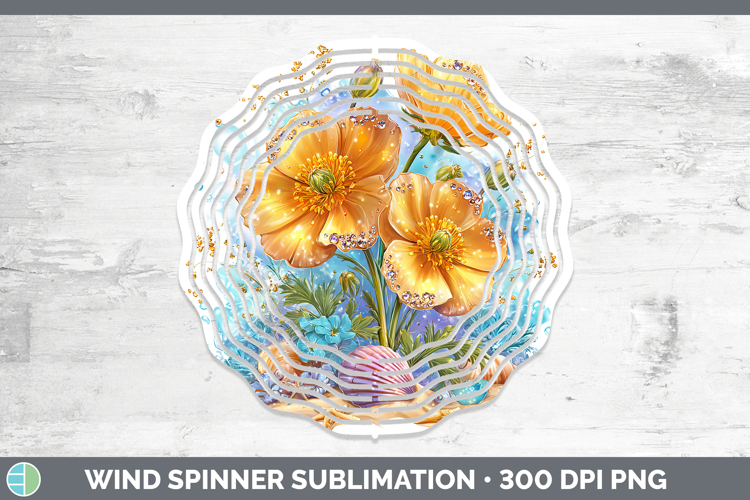 Buttercup Wind Spinner Flowers 01 Beach Sublimation Spinner