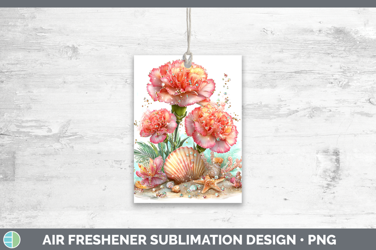 Carnation Air Freshener Flowers 01 Beach Sublimation Car Fre