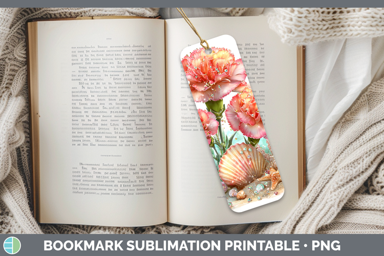 Carnation Bookmark Flowers 01 Beach Sublimation Printable De