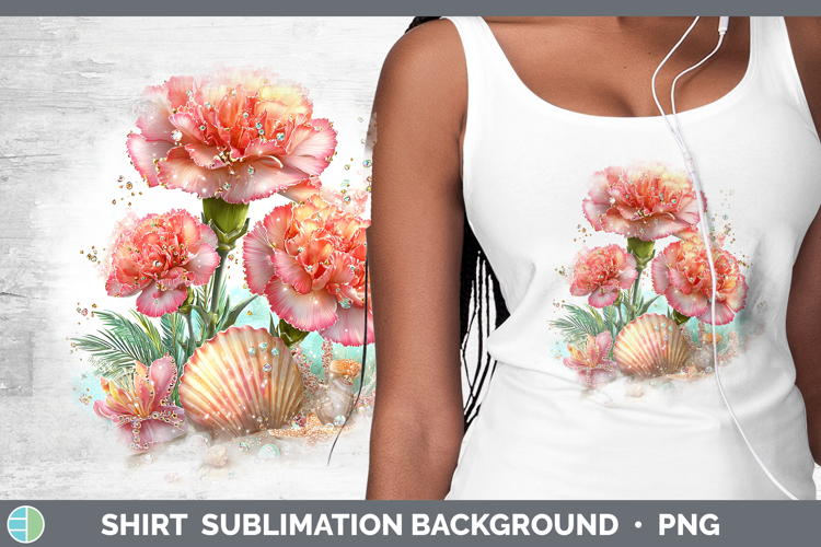 Carnation Shirt Flowers 01 Beach Sublimation Background Desi