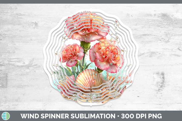 Carnation Wind Spinner Flowers 01 Beach Sublimation Spinner