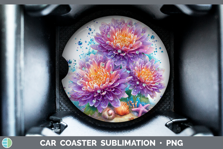 Chrysanthemum Car Coaster Flowers 01 Beach Sublimation Desi