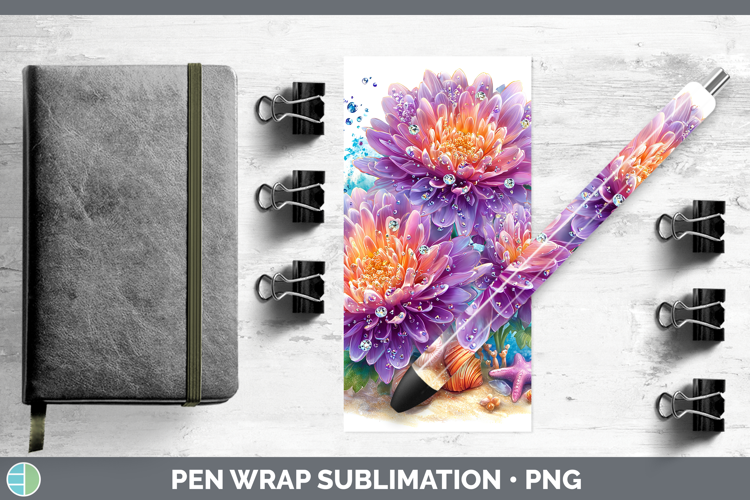 Chrysanthemum Pen Wrap Flowers 01 Beach Sublimation Pen Desi