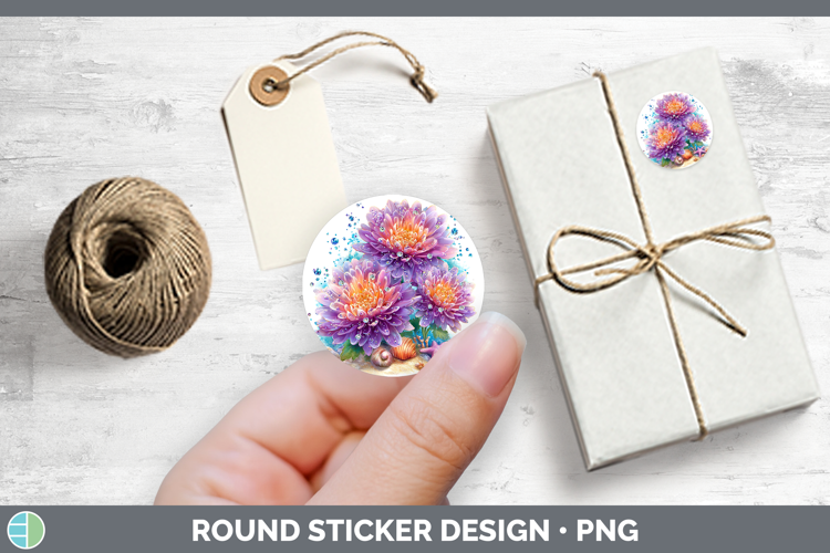 Flowers 01 Beach Chrysanthemum Stickers | Round Labels Desig