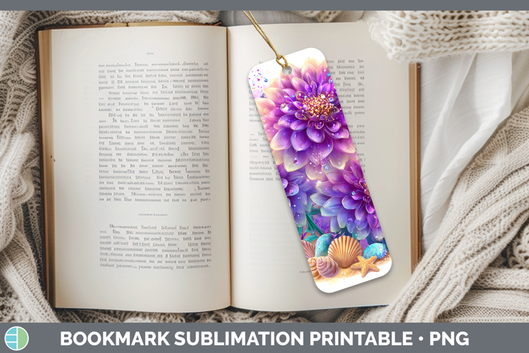 Dahlia Bookmark Flowers 01 Beach Sublimation Printable Desig
