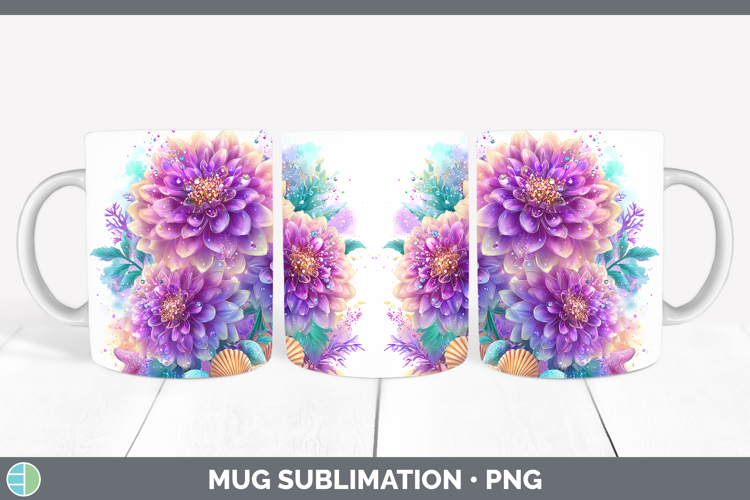 Dahlia Mug Wrap Flowers 01 Beach Sublimation Coffee Cup Desi